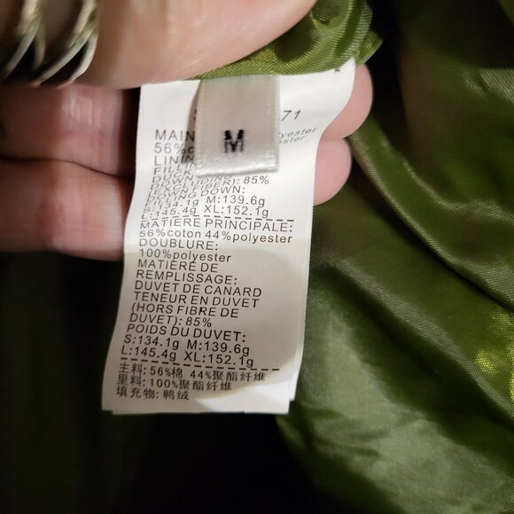 NWT WOMANS S DEER GREEN CRINKLED DUCK DOWN PUFFER JACKET SZ M - Picture 8 of 9